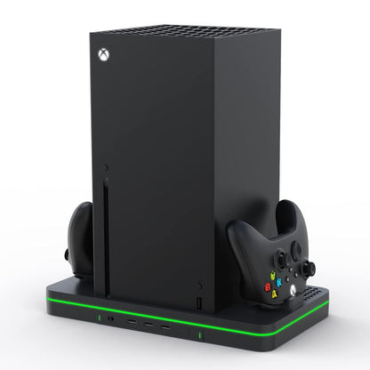 Charging Stand with Cooling Fan, CODOGOY Vertical Stand Compatible with Xbox Series X/S Console and Controller, Vertical Dual Controller Charger Station Dock Accessories with 3 USB Ports, black