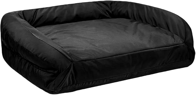 K9 Ballistics Tough Bolster Nesting Pillow Sofa Dog Bed for Toy and X Small Breeds - Durable, Water Resistant with Removable, Washable Cover & Nonskid Bottom 24"x18", Obsidian Black