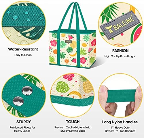 BALEINE 3PK Reusable Grocery Bags, Heavy Duty Shopping Tote Bag