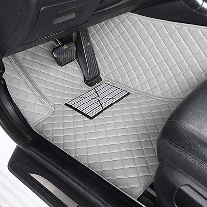 Custom Floor Mats for Cars fit 95% Sedan SUV Sports Car Full Coverage All Weather Men Women Pads Protection Non-Slip Leather Floor Liners (Black Wine red Stitching)