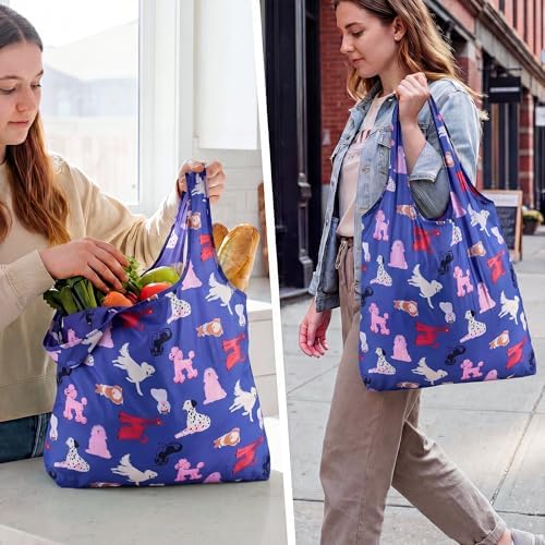 Stelle Lightweight Reusable Grocery Bag with Handles Ripstop Nylon Foldable Tote Shopping Bags for Travel and Groceries