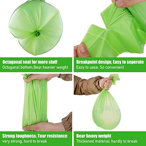 Compostable Trash Bags, 2.6 Gallon, 100 Count, 100% Compost Waste Bags for Kitchen Bathroom Office, Small Countertop Bin Compost Bags, US BPI and Europe OK Compost Home Certified