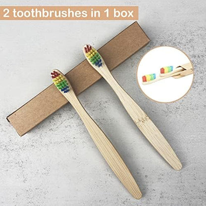 SEVENHEAD 10 PCS Kids Bamboo Toothbrushes Soft Bristles Wooden Toothbrushes, Natural Biodegradable BPA Free Eco Friendly Toothbrushes Colorful
