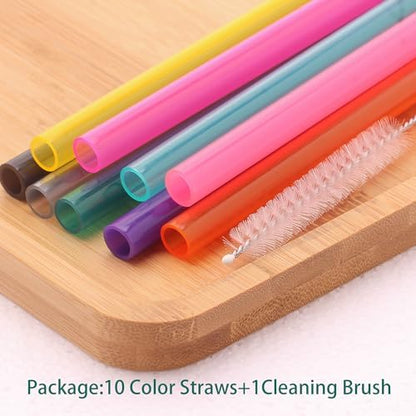 Dakoufish 10 Pack Replacement Straws for Stanley Quencher 30oz 40oz Tumbler Cups, Straw Accessories with Cleaning Brush, BPA Free Dishwasher Safe (Mix Color)