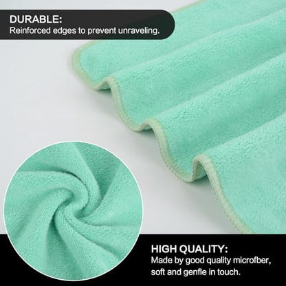 Microfiber Facial Cloths Fast Drying Washcloth 12inch x 12inch Green 6 pack
