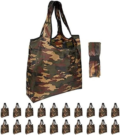 Aricsen 15x4.5x15 Inch Camo Reusable Shopping Bags with Handles, 20 Pack