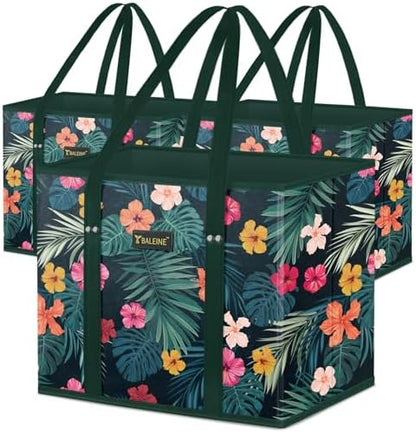 BALEINE 3PK Reusable Grocery Bags, Heavy Duty Shopping Tote Bag