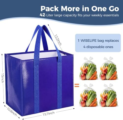 Reusable Grocery Bags, Waterproof & Foldable Shopping Bags Stand Upright