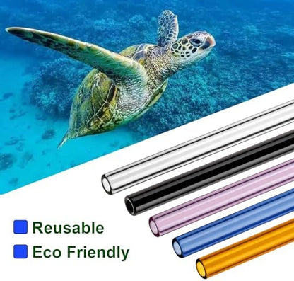 Reusable Borosilicate Glass Straws for 16 oz Tumblers, 9 Inch x 8mm Bent