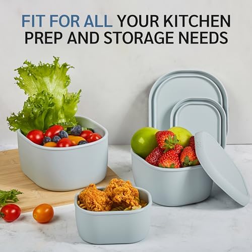 ISSEVE 12Pcs/Set Nesting Silicone Food Storage Containers with Lids