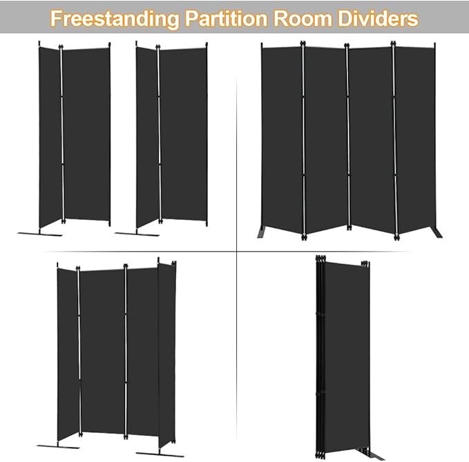 MAYOLIAH 4 Panel Room Divider Screen 6Ft Tall Foldable Privacy Dividers Indoor