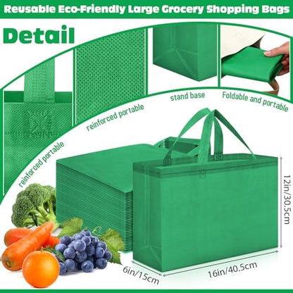 Windyun Reusable Grocery Bags Large Non Woven Shopping Bags with Handles Foldable Portable Tote, 16x6x12 Inch