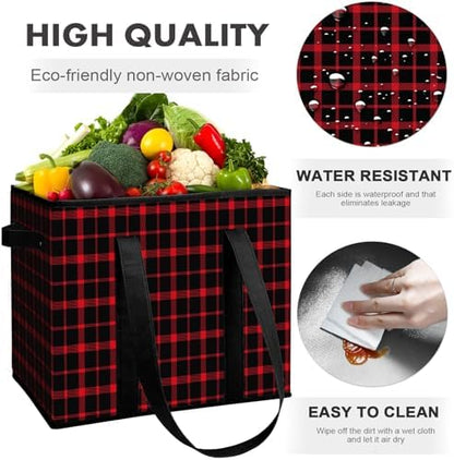 Reusable Grocery Bags 3 Pack, Foldable & Water Resistant Shopping Bags