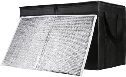 1-Pack Insulated Food Delivery Bag with Hard Bottom, 3X-Large, Black