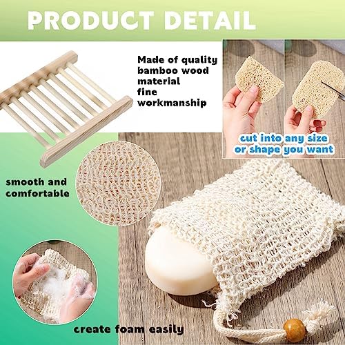 Irenare 90 Pcs Soap Saver Set, Wooden Dish Bar Soap Mesh Bag Pads Bulk