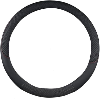 Car Semi Truck Van Leather Steering Wheel Cover Fits 14 15 16 17 18 19 Inch Maximum Grip Non Slip Durable Universal Fit for Most Vehicles (38cm/15in,Black)