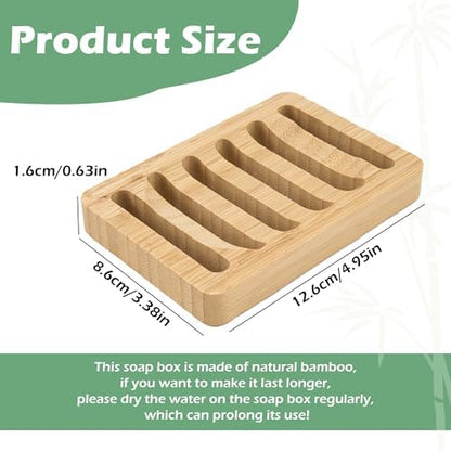 6 Pack Bamboo Soap Dish, Bar Soap Holder Self Draining Soap Dish Natural Bamboo Soap Holder Waterproof Anti-Slip Wooden Soap Dishes for Bar Soap Saver Tray for Shower Bathroom Kitchen Sink Bathtub