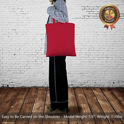 TOPDesign 24-Pack Economical 16"x15" Red Cotton Tote Bag, Lightweight Medium Reusable Grocery Shopping Cloth Bags, Suitable for DIY, Advertising, Promotion, Gift, Activity