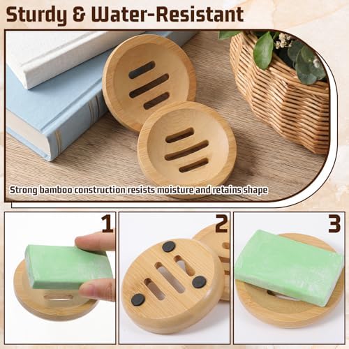 Ymapinc 2PCS Bamboo Soap Holder for Bathroom