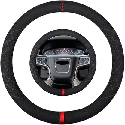 Suede Steering Wheel Cover,Compatible with GMC Yukon Savana 2500 3500 Sierra 1500 2500 SuedeLeather Sport Non-Slip Wheel Cover Car Interior Accessories 15.5 16 inch for Man and Women