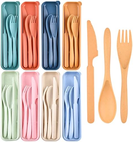 8 Sets Portable Cutlery Set,Reusable Travel Utensils with Case