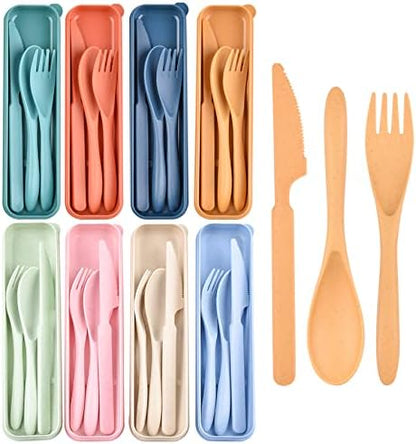 8 Sets Portable Cutlery Set,Reusable Travel Utensils with Case