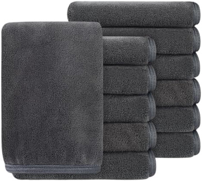 SINLAND Absorbent Coral Velvet Washcloth Ultra Soft Microfiber Face Towels 12 x 12 inch Multi-Purpose Face Cloths for Household and Sport