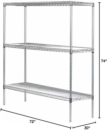 Omega 30" Deep x 72" Wide x 74" High 3 Tier Gray Starter Shelving Unit