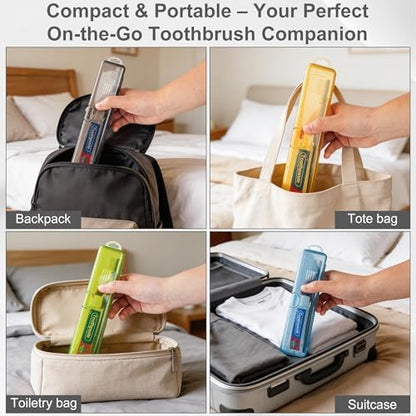 Travel Toothbrush Holder (4pcs, Yellow,Gray,Blue,Green)