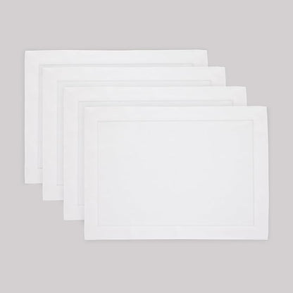 Solino Home Linen White Placemats Set of 4 - 100% Pure Linen Placemats 14 x 19 Inch for Winter, Valentines, Spring, Easter - Fete