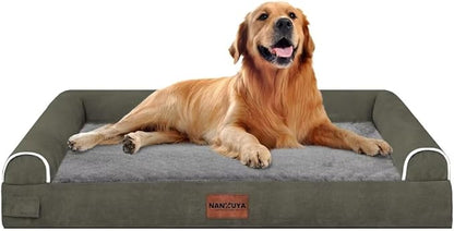 Large Dog Bed Orthopedic Washable: Beds Bolster XL Bed Big XLarge Dogs Memory Foam Couch Sofa Waterproof with Removable Cover - Dark Green