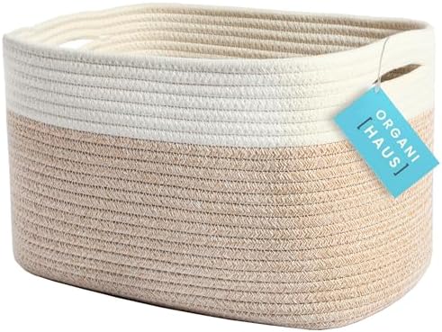 OrganiHaus Cotton Rope Basket for Shelf Storage, 15x9x10