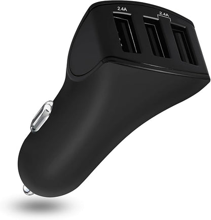 USB Car Charger, 24W 3 Ports Fast Car Charger Adapter, Compatible w/iPhone 15/14/13/12/11, Samsung Galaxy S24 Ultra/S23, Cigarette Lighter USB Chargers, Not Compatible w/Quick Charge