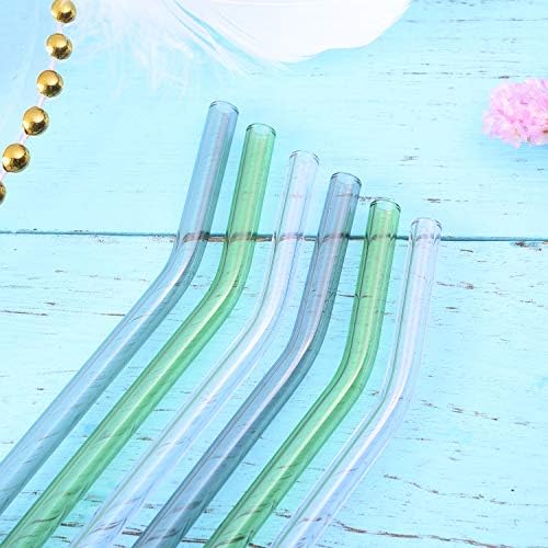 Reusable Glass Straws - 9" L x 8 mm W - Smoothie Drinking Straws for Smoothie, Milkshakes, Pack of 6 with 1 Cleaning Brush (mix4)
