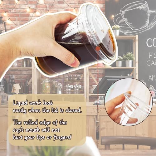 Qinsihwn 16 Oz Plastic Clear Cups with Strawless-Sip-Lids,25 Sets Plastic Cups with Sip Through Lids,Disposable Iced Coffee Cups for Milkshake,Smoothie,Cold Drinks