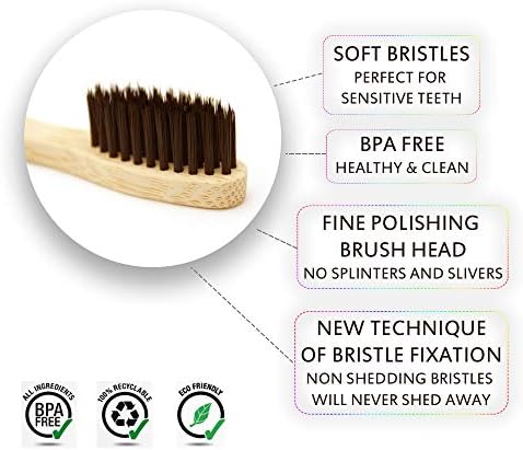 Virgin Forest Bamboo Toothbrushes 6pk, Soft Bristles BPA Free Eco