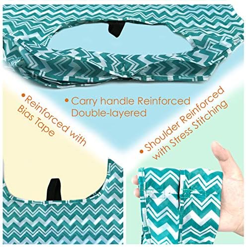 BeeGreen Reusable Grocery Bags Lightweight Durable Shopping Bags Washable Foldable 12 Pack Xlarge Classic Geometric Design Gift Tote Grocery Bags with Elastic Band and Separated Zipper Storage Pouch