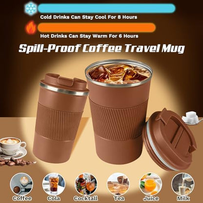 Vacuum Insulated Stainless Steel Travel Coffee Mug,Leak Proof Cup with Lid