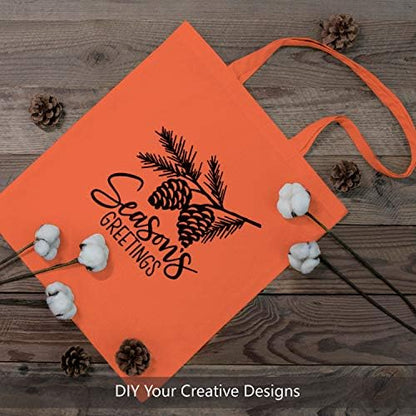 TOPDesign 12-Pack Economical 16"x15" Orange Cotton Tote Bag, Lightweight Medium Reusable Grocery Shopping Cloth Bags, Suitable for DIY, Advertising, Promotion, Gift, Activity