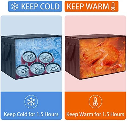 2-Pack Insulated Food Delivery Bag, XXX-Large Cooler Bags, Black