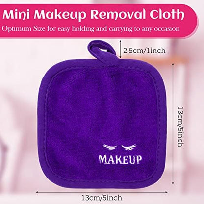 Queekay 48 Pcs Makeup Remover Cloths Reusable Washable Remover Pads Soft Microfiber Face Towels Facial Cleansing Cloths for Face Hand Eye Lips Bathroom Gift for Women 5 x 5 Inch(Multicolor)