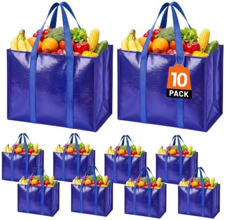 Reusable Grocery Bags, Waterproof & Foldable Shopping Bags Stand Upright