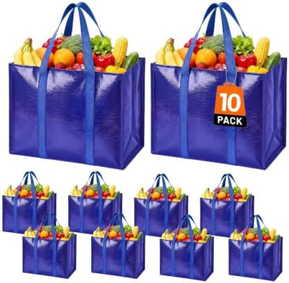 Reusable Grocery Bags, Waterproof & Foldable Shopping Bags Stand Upright