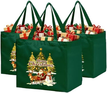 Christmas Canvas Tote Bags with Handles, Large Merry Christmas Shopping Bag