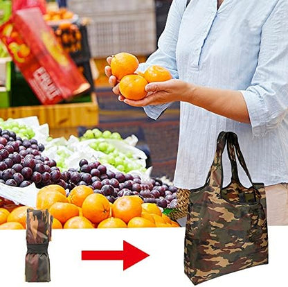 Aricsen 15x4.5x15 Inch Camo Reusable Shopping Bags with Handles, 20 Pack