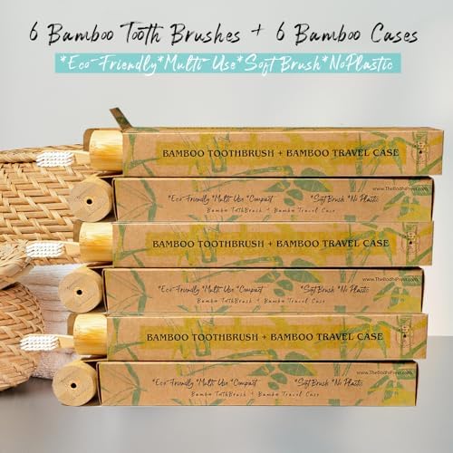 Bamboo Toothbrush & Travel Case Set – Eco-Friendly Oral Care with Soft Bristles – Sustainable & Portable Dental Hygiene Kit2 Pack (6)