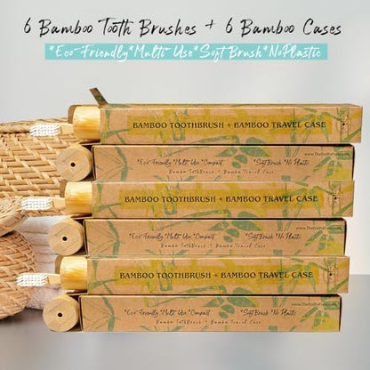Bamboo Toothbrush & Travel Case Set – Eco-Friendly Oral Care with Soft Bristles – Sustainable & Portable Dental Hygiene Kit2 Pack (6)