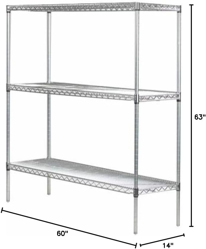 Omega 14" Deep x 60" Wide x 63" High 3 Tier Gray Starter Shelving Unit