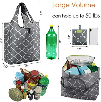 BeeGreen Grocery Bags | Reusable Gift Bags, Large Tote for Women & Foldable Beach Bag - 6 Pack Reusable Bag With Handles | Collapsible Cute Cloth Storage for Market, Holiday & Shopping | Washable