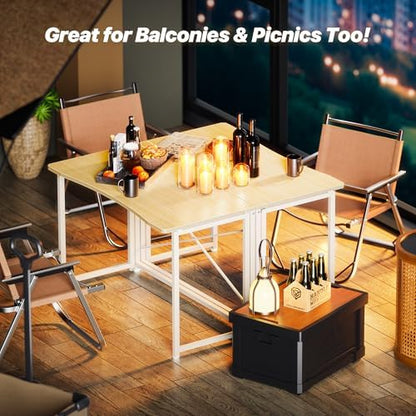 Huuger Folding Desk for Small Spaces, 39.4 Inch Foldable Computer Table